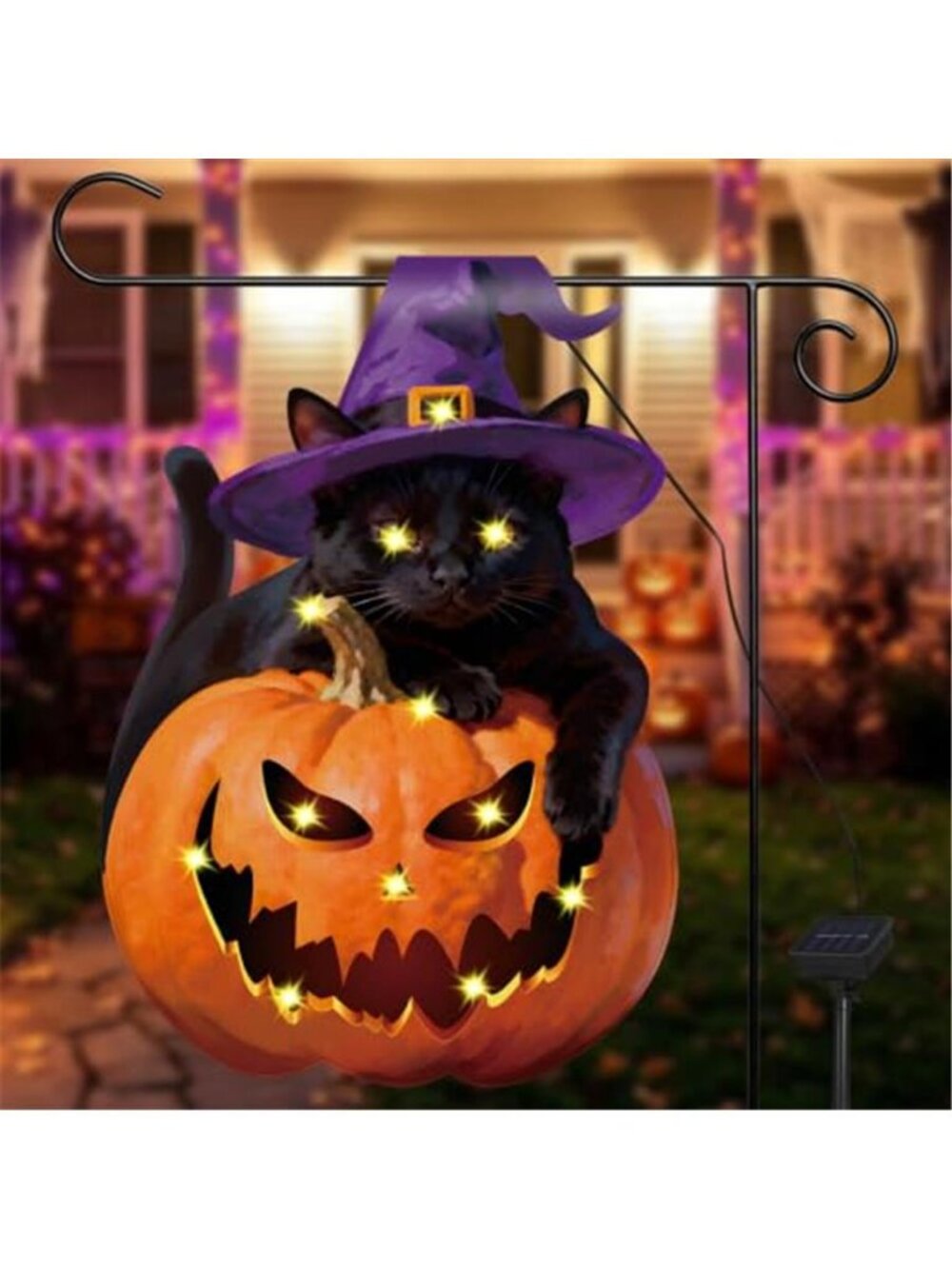 12 x 18 Inches Lighted Halloween Black Cat Pumpkin Garden Flag Decorations -